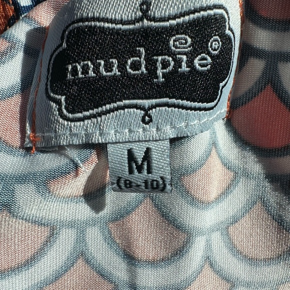 MudPie Womens Dress Natalie Bow Shift Halter Orange Blue Summer Size Medium 8-10 - Picture 4 of 4